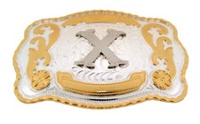 Initial X Letter x Monogram Western Cowboy New Men Silver Gold Metal Belt Buckle