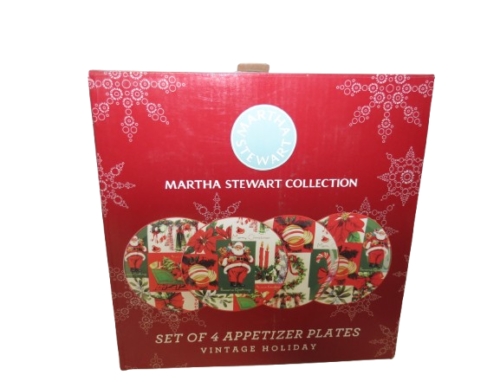 Martha Stewart Collection Set Of 4 Vintage Holiday Appetizer Plates New In Box