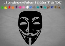 Anonymous Aufkleber Golf Maske Auto Hack Guy Fawkes Sticker  18 Farben 5 Größen