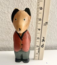 Hand Carved Wooden Hand Painted Folk Art Bear Cottagecore