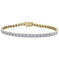 "10K Gelbgold Diamant 4,50Mm Cluster Blumen Set Pavé 9,50\" Armband 4,75 Ct."