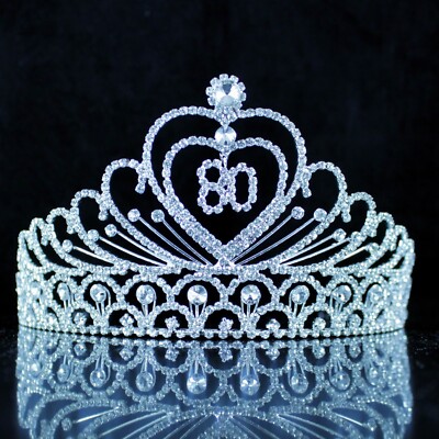 80th 80 Eighty Years Old Birthday Party  Tiara Hair Crown With Side Combs T80