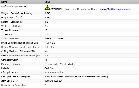 Cilindro de rueda de tambor de freno Dorman para Chevrolet Silverado 1500 2009-2013 Foto 3 de 4
