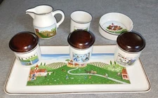 Villeroy & Boch Design Naif Serving Set Tray Spice Jar Canisters Ashtray Creamer