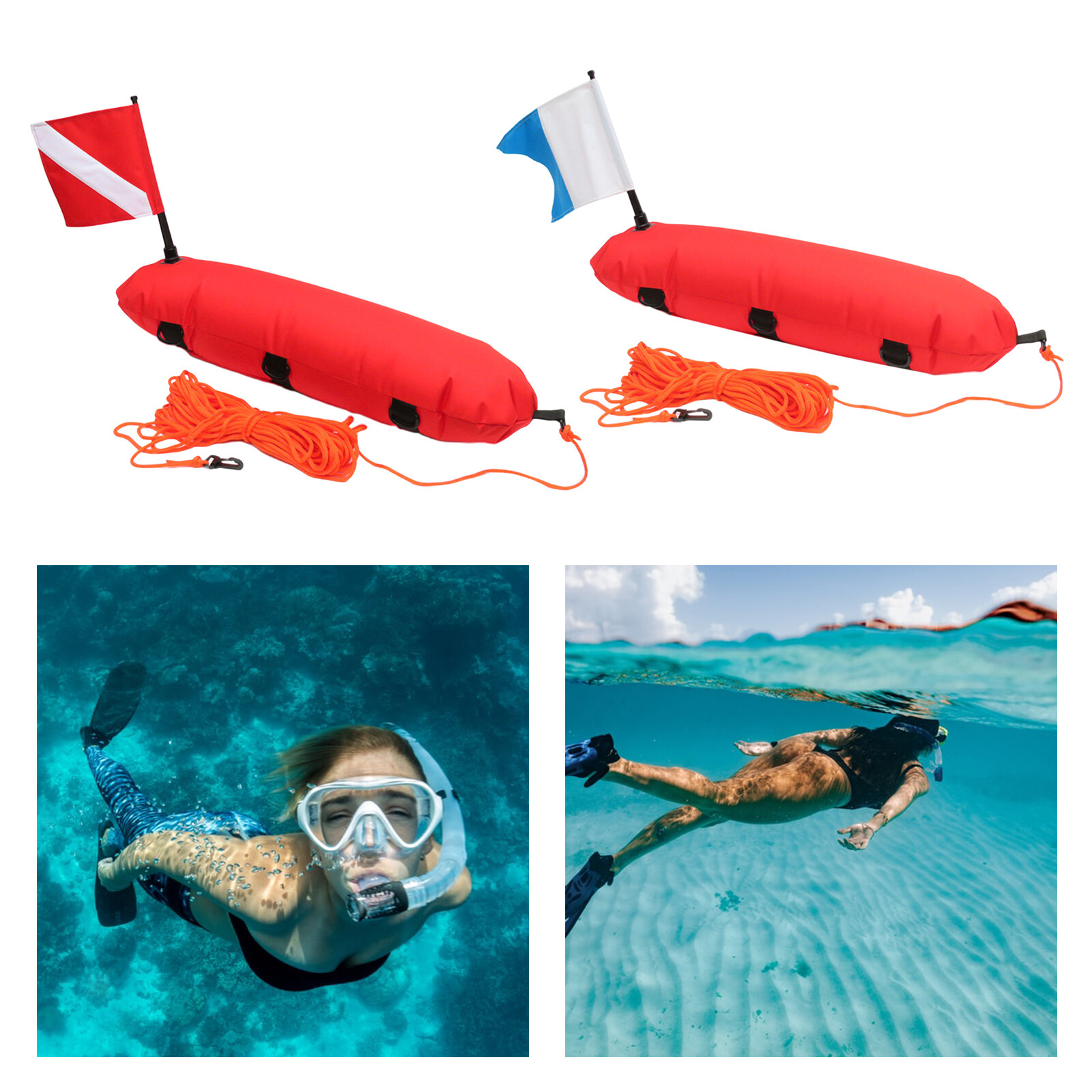 Buoy Float for Scuba Diving Swimming - Dive Flag and Rope for Ac Buoy Float for Scuba Diving Swimming - Dive Flag and Rope for Ac