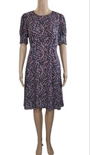 VELVET by GRAHAM & SPENCER Navy Blue & Pink Floral Short Sleeve Dress S