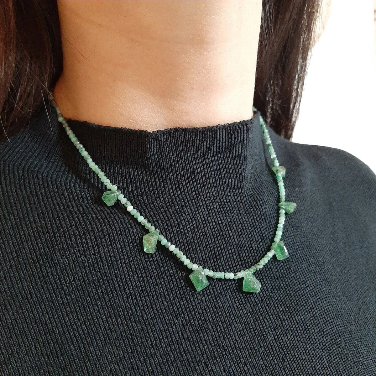 Collier En Argent Avec Une Véritable émeraude - Neuf Sans Emballage - Bijou Pendantes