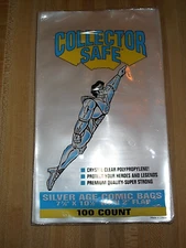 COLLECTOR SAFE CLEAR SILVER AGE COMIC BAGS WITH 2" FLAP 100 COUNT