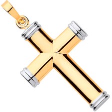 9ct Jaune & Blanc or Creux Croix