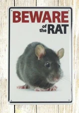 Beware of rat tin metal sign garage shop reproduction wall decor