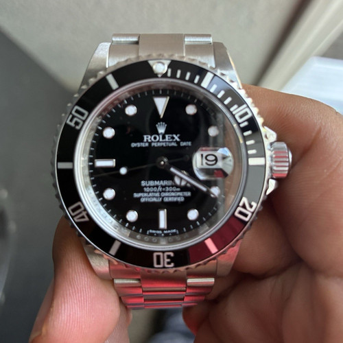 Rolex Submariner Date 2007 Men's 40mm Black Dial Date Black Be...