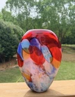 Vintage Murano Red Abstract Various Colors Glass Vase 10” Decorative Art Piece