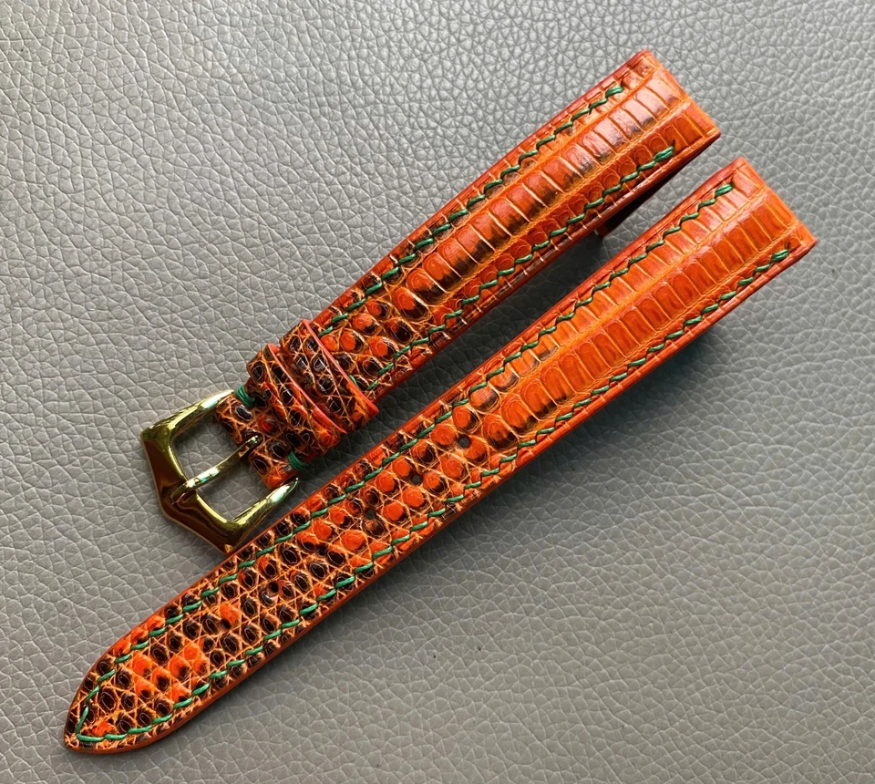 Open Lug orange Genuine Lizard leather Watch Strap Band Size16 17 18 19 20 21 22 - Image 4 of 4