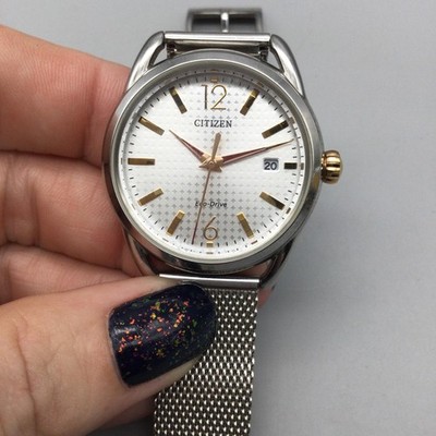 時計 Citizen Eco-Drive J810-S128340 44mm Citizen Eco-Drive LTR Womens Watch 35mm Silver Gold Tone Mesh Date