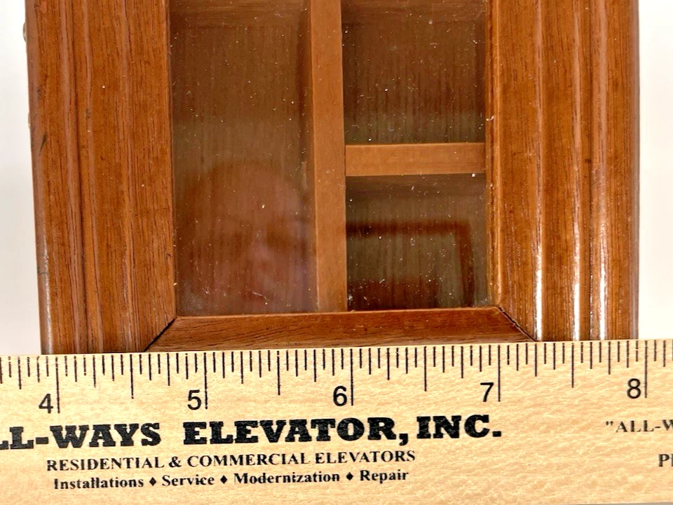 VITRINA DE PARED DE MADERA VINTAGE PARA MINIATURAS PUERTA DE VIDRIO GABINETE DE CURIOSIDADES 12"X4"X1 Foto 3 de 4