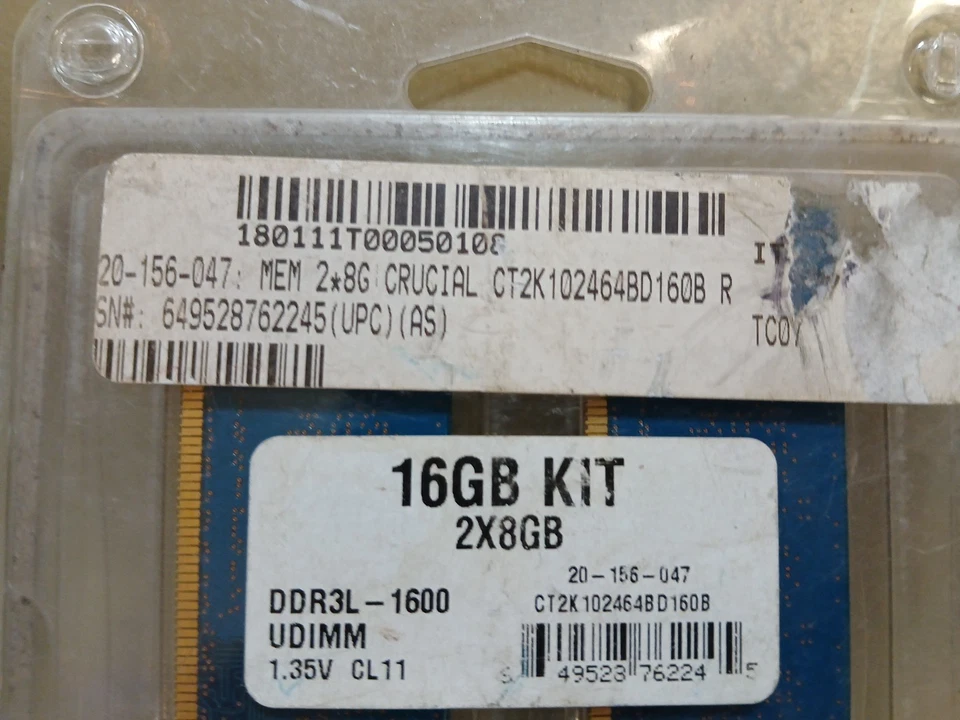 16gb Kit 2x8gb Ram DDR3L-1600 UDIMM - Image 2 of 4
