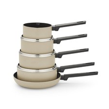 Morphy Richards 5 Piece Pan Set Cream Recycled Aluminium Saucepan Set