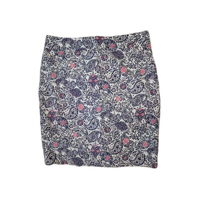 Ann Taylor Women's Size 10 Floral Knit Cotton Straight Pencil Knee Skirt