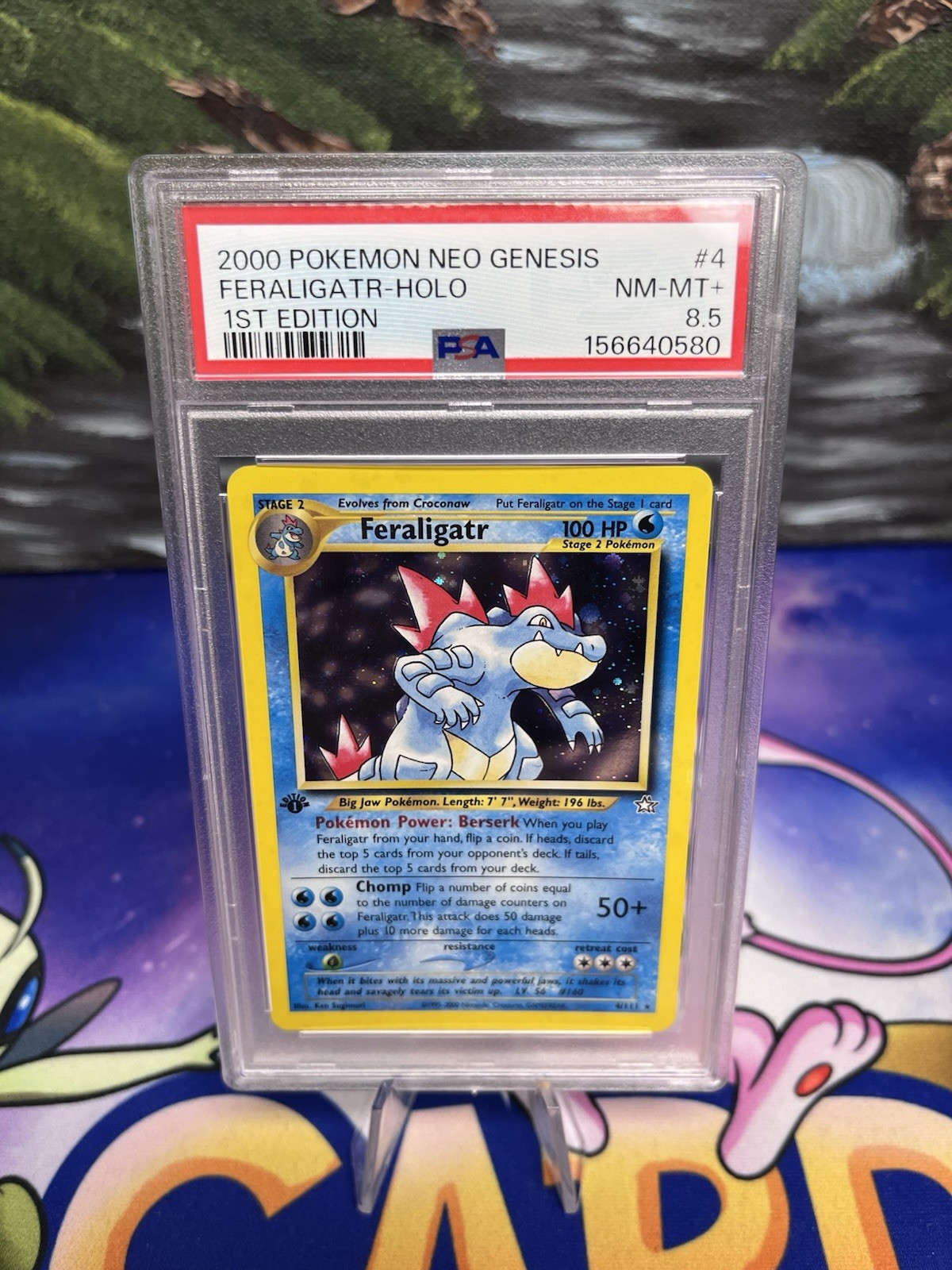 2000 POKEMON NEO GENESIS FERALIGATR-HOLO 1ST EDITION #4 PSA NM-MT+ 8.5