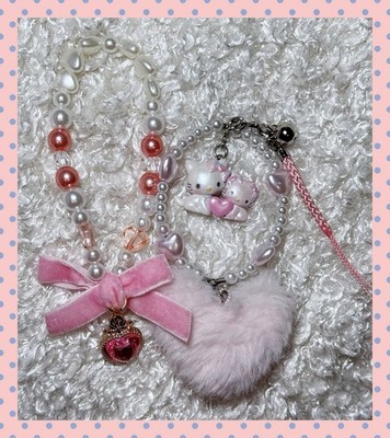 Sanrio Charmmy Kitty Keychain Fluffy Heart Bag Charm Strap Kuji Twinkle Bracelet