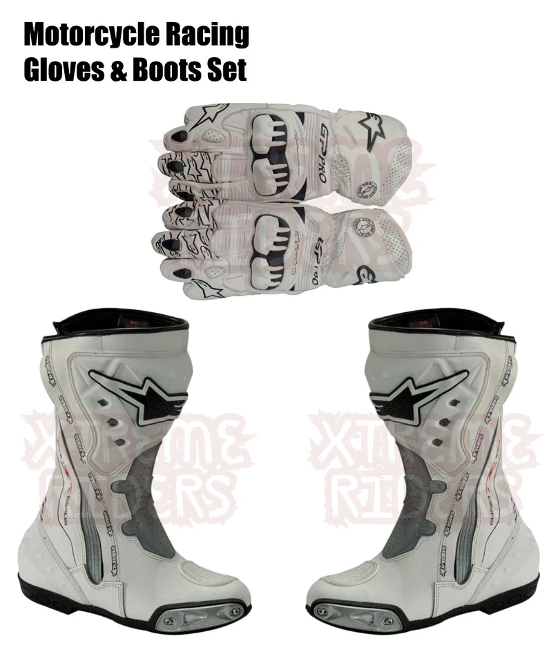 Motorcycle Boots and Gloves Set: GP Pro Alpinestar Motorbike Gloves and Shoes - Image 2 of 4