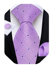 Men's Tie Set Solid Necktie Pocket Square Cufflinks Wedding Formal Party