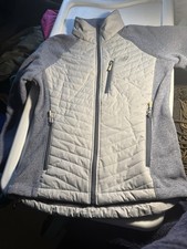 New Balance Full Zip Fleece Gray Jacket Women's M Quilted Front