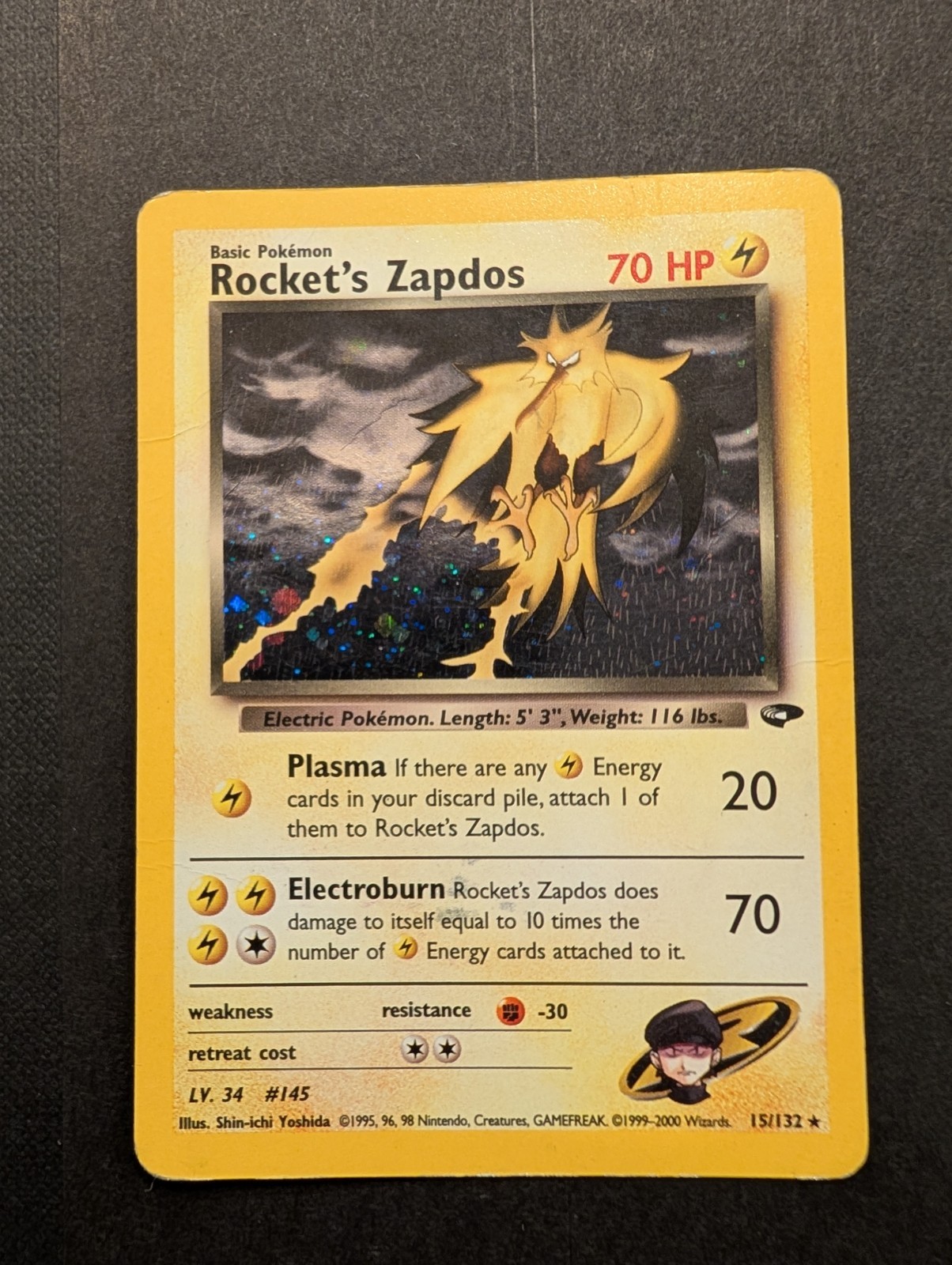 Pokemon TCG Rockets Zapdos Gym Challenger 15/132 Holo Rare Card