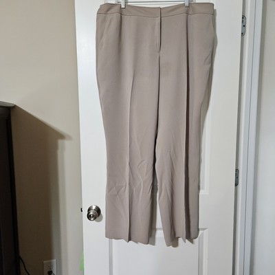 Casual Corner Annex Lined Beige Wide Leg Pants with Pockets  Elastic Waist Sz 20