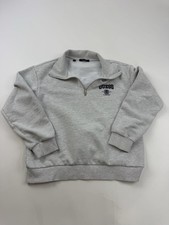 Guess Sweatshirt Mens Large Gray 1/4 Zip Fleece Mock Neck Pullover Logo Graphic