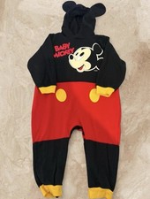 Vintage Baby Mickey Mouse One Piece Hoodie Outfit Disney Size 18-24 Months