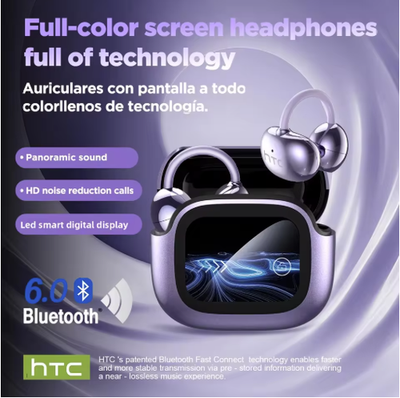 イヤホン HTC Wireless Earphones 32 (NE32) HTC NE32 Bluetooth V6.0 AI Earphones LCD Touch screen OWS Ear Clip