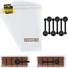 Chocolate Bar Wrappers with Stickers, 200 Pcs Chocolate Candy Bar Packaging Wrap