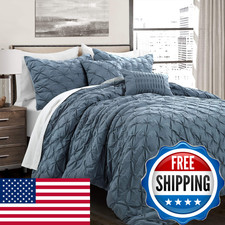 Lush Decor Ravello Pintuck Comforter Set - Luxe 5 Piece Textured Bedding Set -