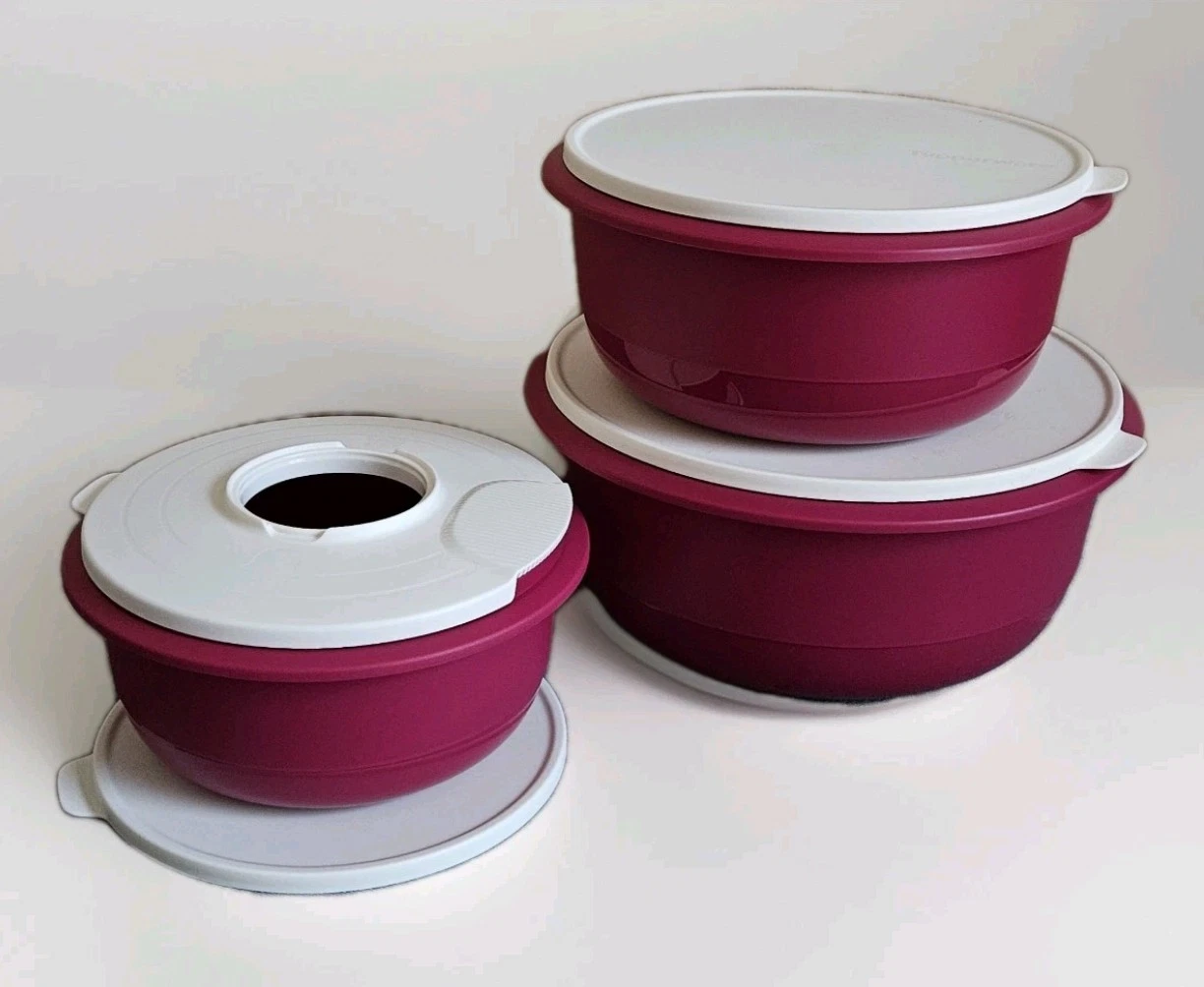 Tupperware Ultimate 7 Piece Mixing Bowls Set 3.5L 6L 9.5L w/ Seals Radish Pink