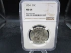1954 US Franklin Silver Half Dollar Coin NGC MS64