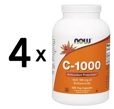 4 x NOW Foods Vitamin C-1000 with 100mg Bioflavonids - 500 (126,75 EUR/kg)
