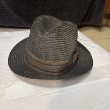 Biltmore Since 1917 Hat Makers Black Straw Hat .Accent W/A Red Interior Band