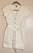 Womwn Guess Deanna belted denim dress in white size M