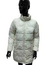 Desigual Down Womens Size M White Long Winter Coat Jacket Warm Coat