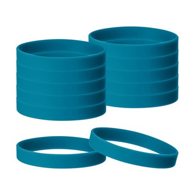 12Pcs Rubber Bracelets, Silicone Wristbands Solid Color for Sports [Aqua]