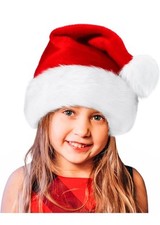 Kids Santa Hat Xmas Holiday Hat Unisex Velvet Santa Hat for Christmas Parties