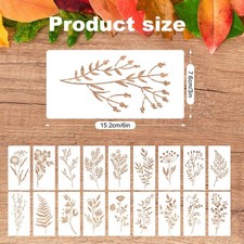 18pcs Wildflower Stencils for Painting, Leaves and Flower Stencil Reusable Bo...