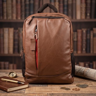 Leather Backpack Genuine Travel Rucksack Laptop Padded Shoulder School Bag Mens