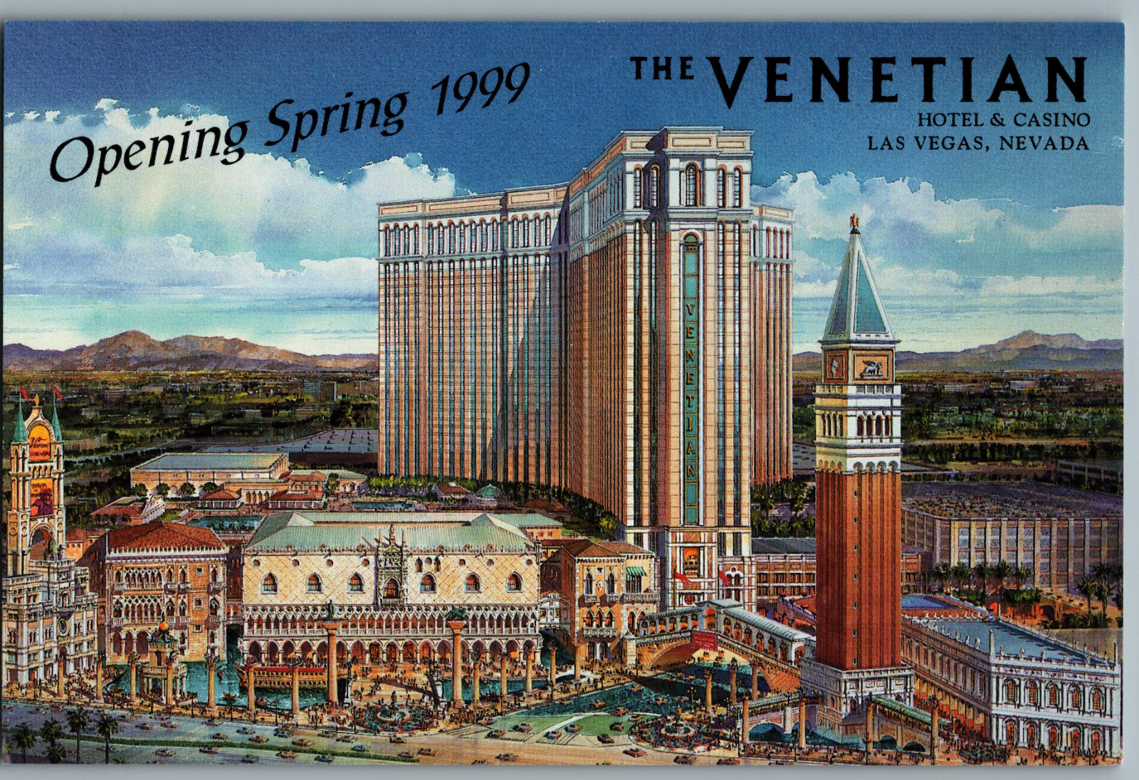 NV Las Vegas The Venetian Hotel “Opening Spring 1999” Unposted 6x4 Ad Postcard