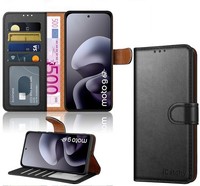 For Motorola Moto G67 Case with 4 Card Slot Leather Flip Wallet Magnetic Cover