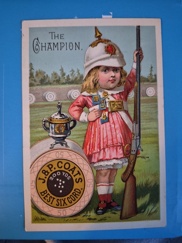  Late 1880's J & P Coats Thread Trade Card With Needles & Thread Numbers Chart 