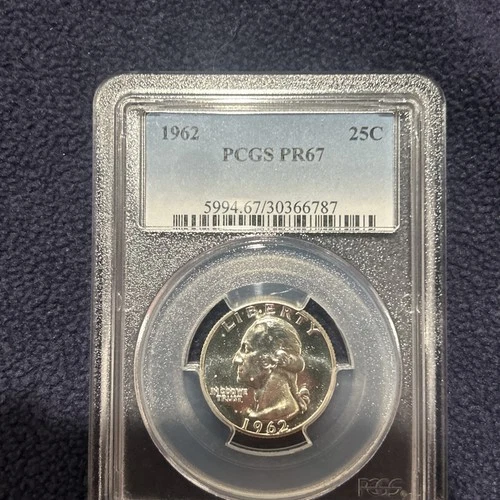 1962 ** Washington Silver Quarter ** PR 67 PCGS ** Blue Label **