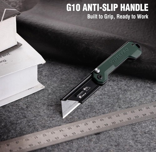 WORKPRO 3-Pack Folding Utility Knife Set Quick Change Blade Box Cutter EDC Knife - Picture 4 of 9