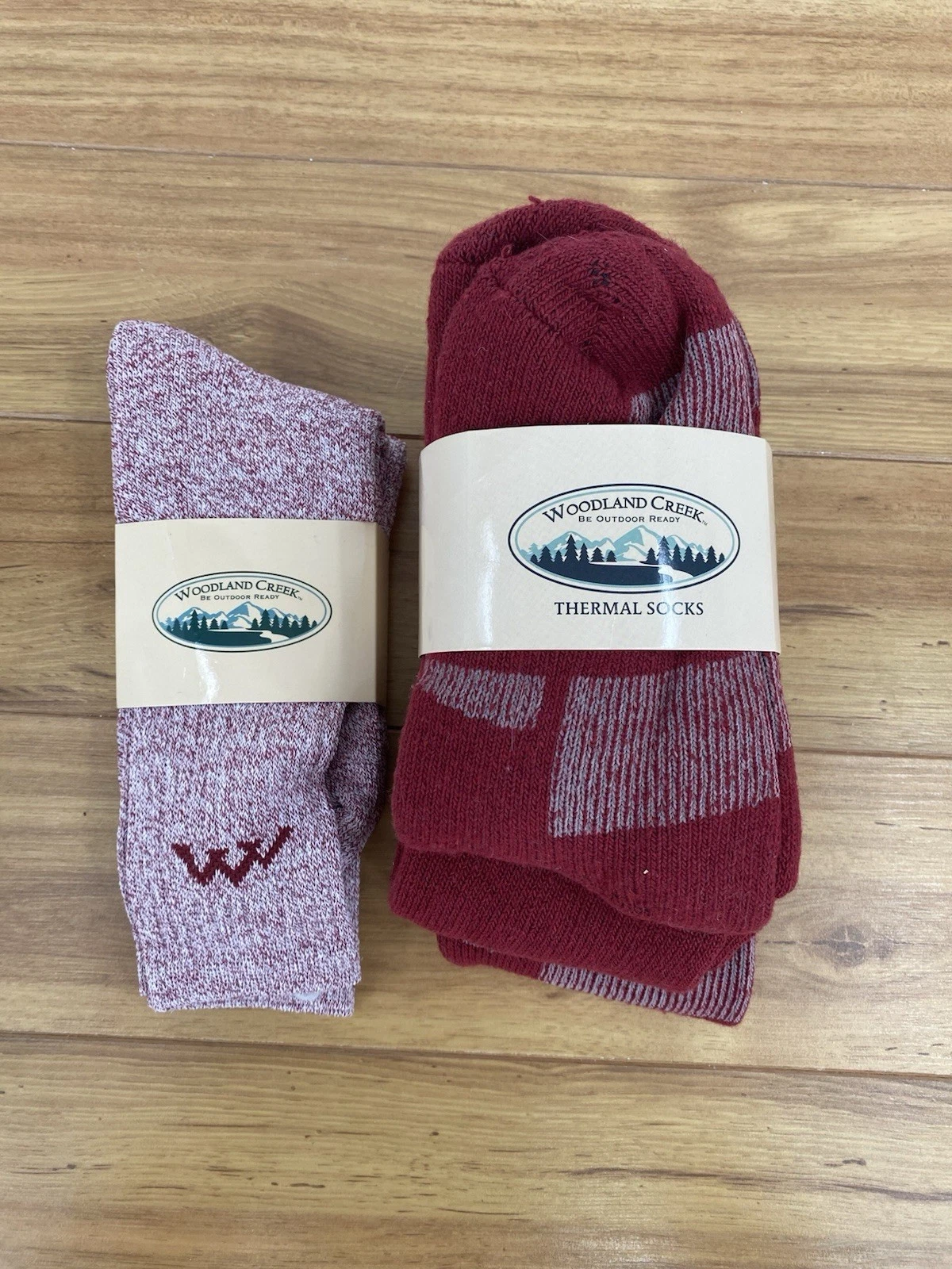Woodland Creek Thermal Socks Outdoor Size 9-11 Mid Calf Red Wine Burgundy Hike